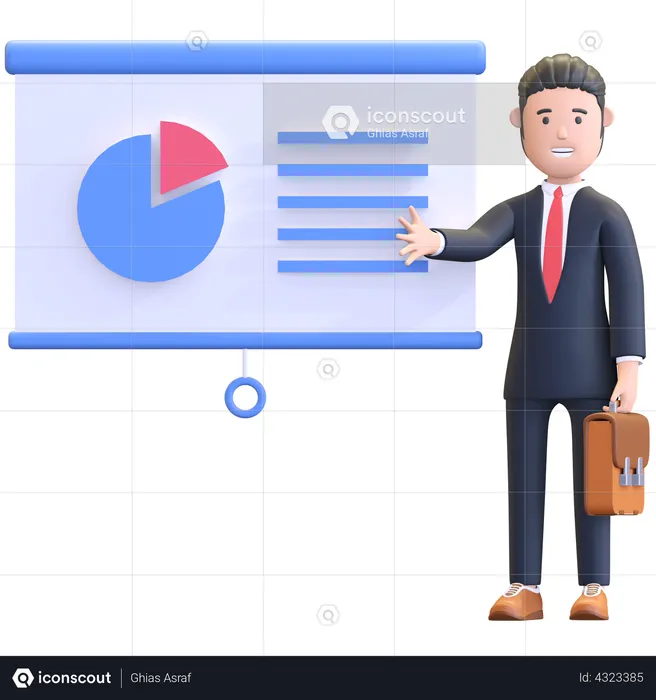 Geschäftsmann präsentiert Projekt  3D Illustration