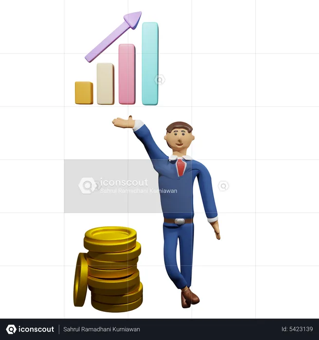 Geschäftsmann zeigt Diagramm  3D Illustration