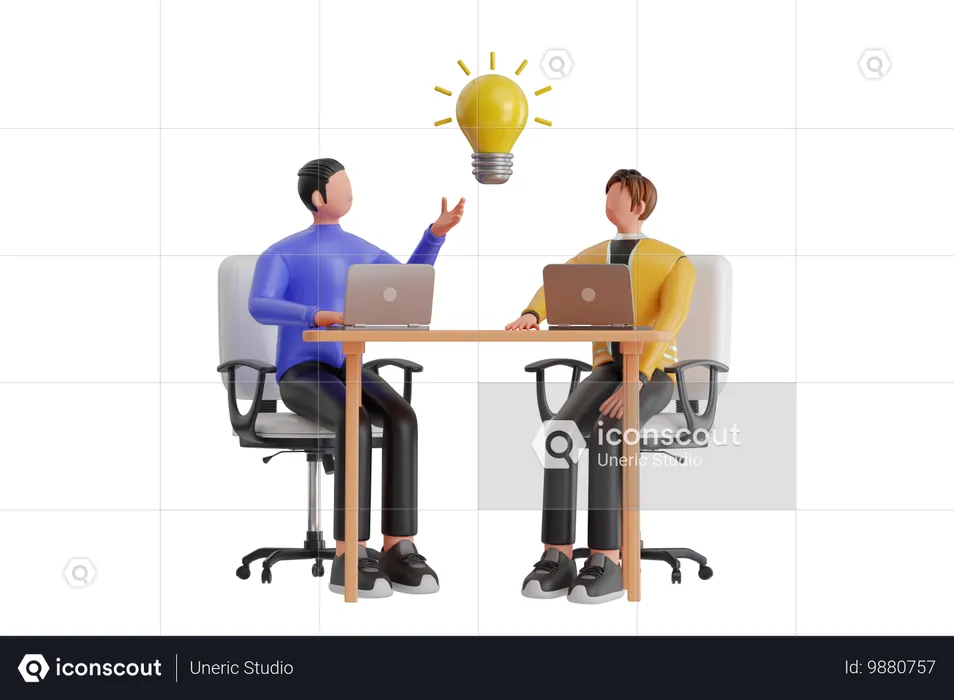 Geschäftspartner machen Brainstorming-Sitzung  3D Illustration