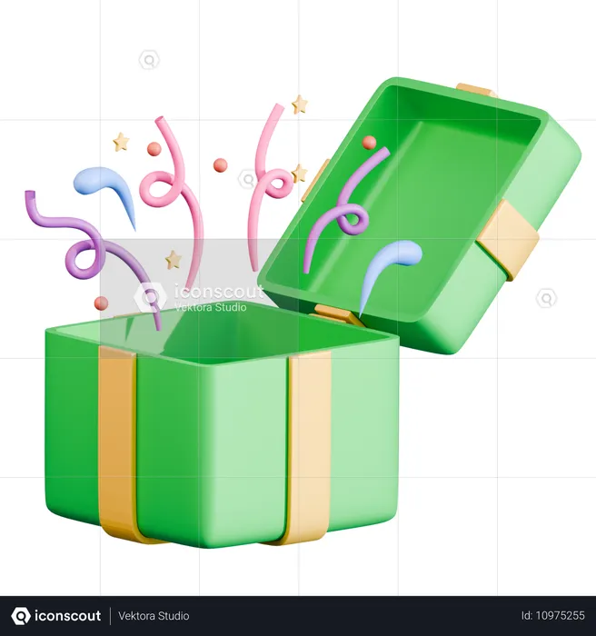 Geschenkbox mit Konfetti-Explosion  3D Icon