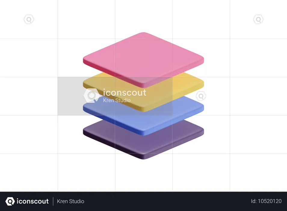 Geschichtete bunte Quadrate  3D Icon