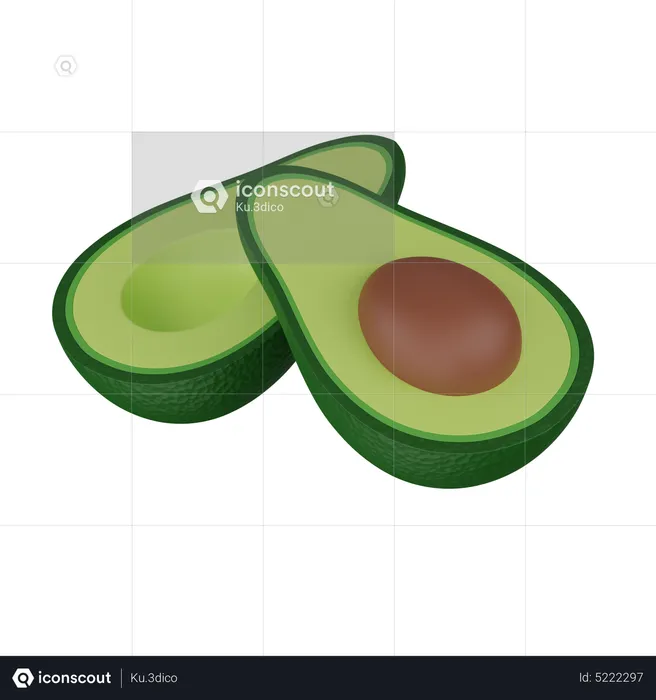 Geschnittene Avocado  3D Icon