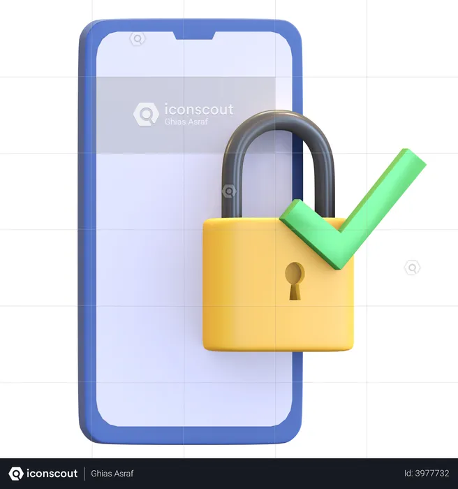 Gesichertes Smartphone  3D Illustration