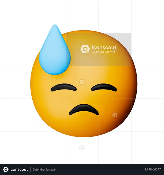 Gesicht mit kaltem Schweiß-Emoji Emoji 3D Icon