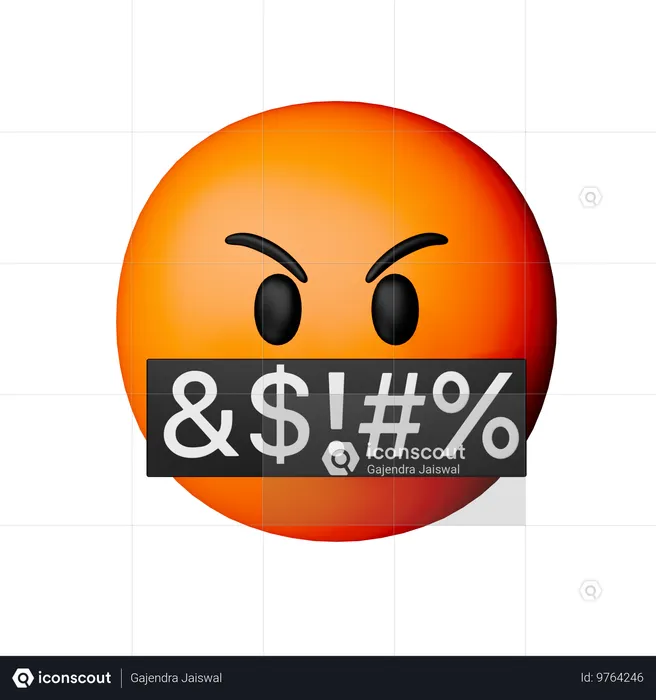 Gesicht mit Symbolen auf dem Mund Emoji 3D Icon