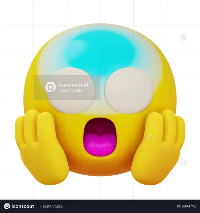 Gesicht schreit vor Angst Emoji 3D Icon