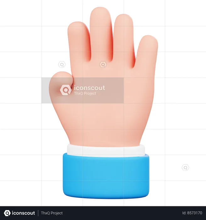 Geste de la main à quatre doigts Emoji 3D Icon