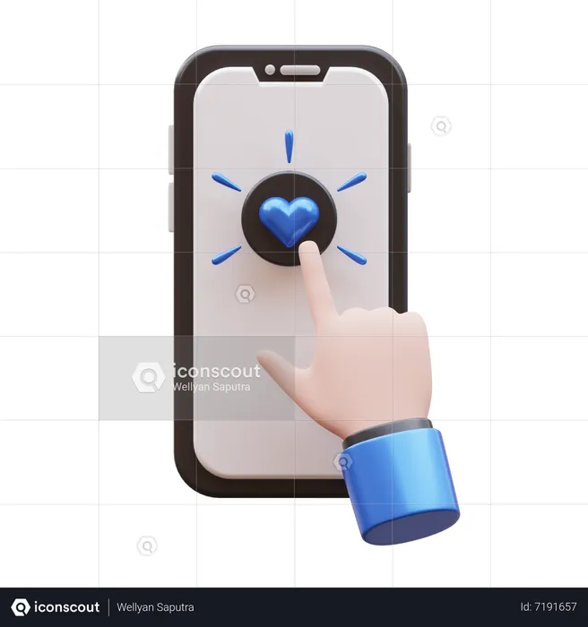 Geste de la main, appuyez sur le bouton d'amour  3D Icon