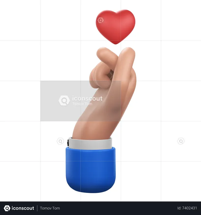 Geste de la main avec coeur  3D Icon