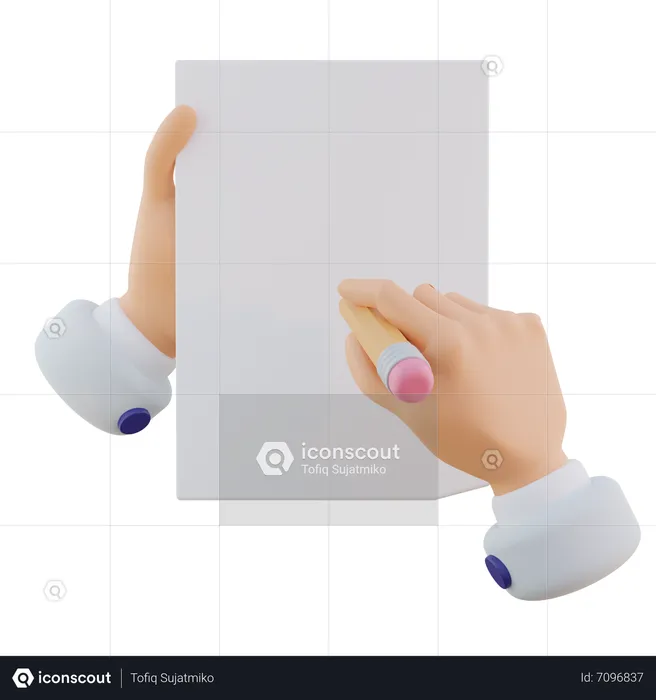 Geste de la main tenant l'écriture sur papier  3D Icon