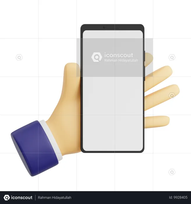 Geste de la main tenant un smartphone avec un écran d'espace blanc pour la maquette  3D Icon