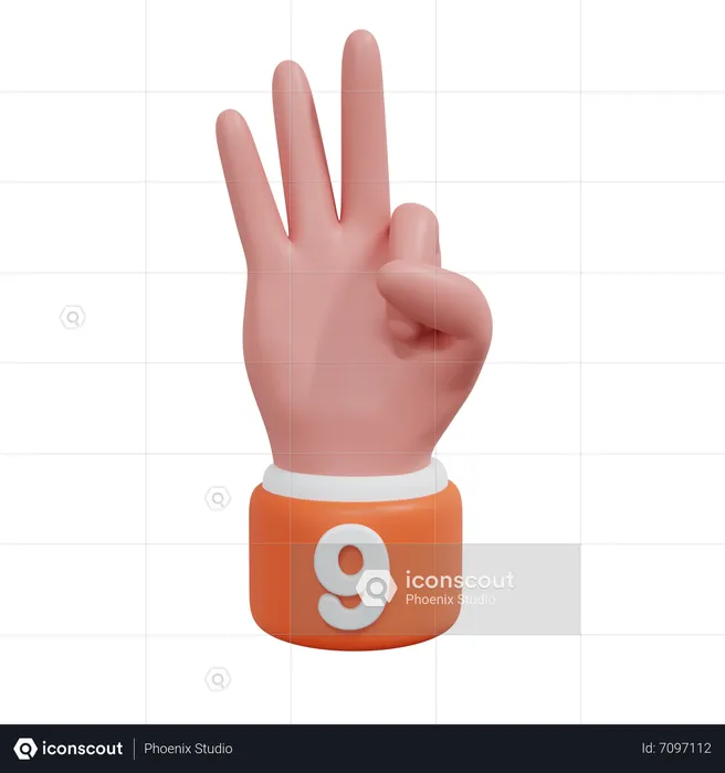 Gestennummern 9 Emoji 3D Icon