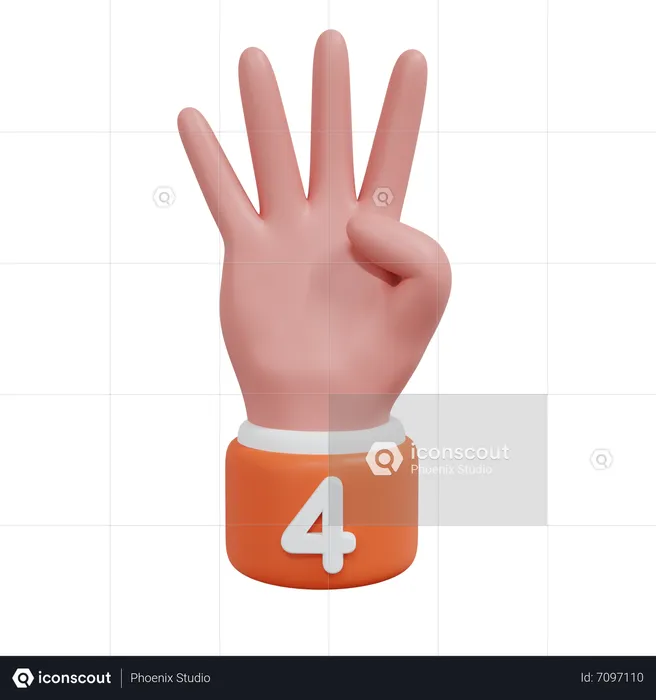 Geste numéros 4 Emoji 3D Icon