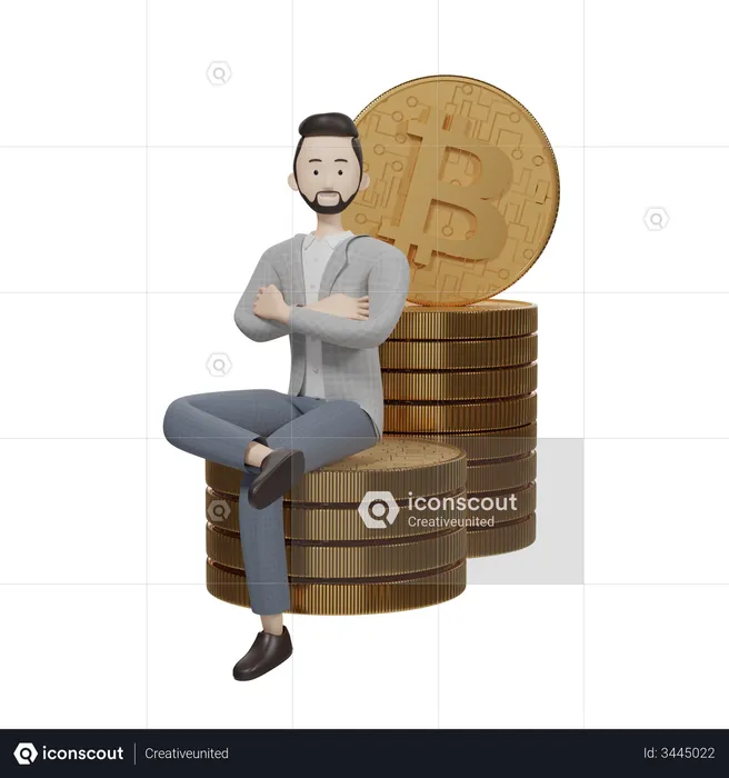 Gestionnaire de bitcoins  3D Illustration