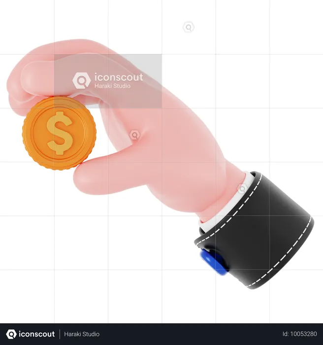 Sosteniendo el gesto de la mano de la moneda  3D Icon