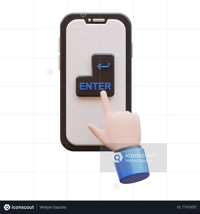 Gesto de la mano toque el botón entrar  3D Icon