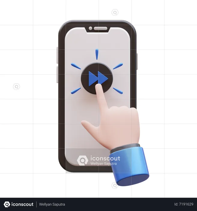 Gesto de la mano toque el botón de avance  3D Icon