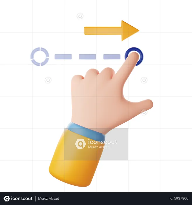 Deslize o gesto da mão direita  3D Icon