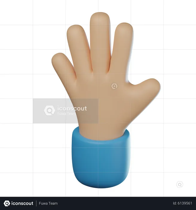 Gesto de la mano de cinco dedos  3D Icon