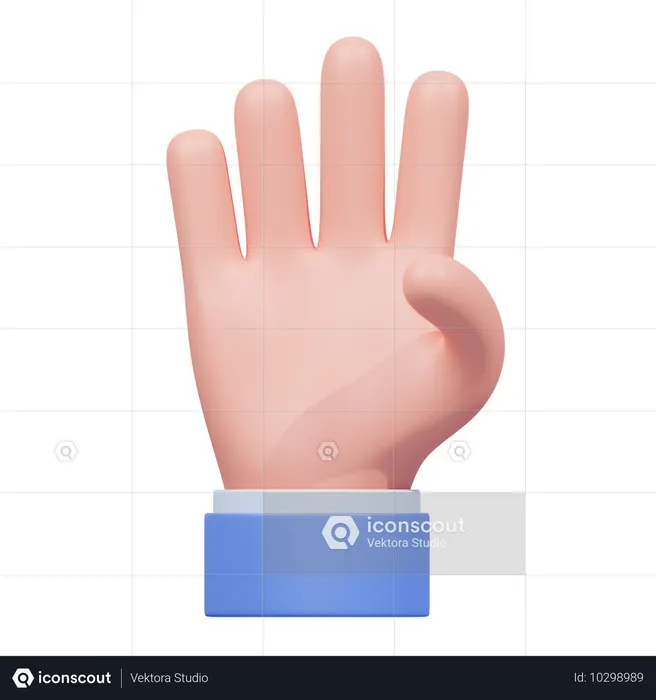 Gesto de la mano con cuatro dedos  3D Icon
