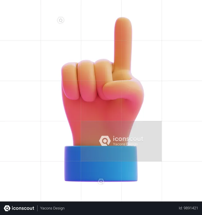 Señalando hacia arriba el gesto de la mano con el dedo índice.  3D Icon