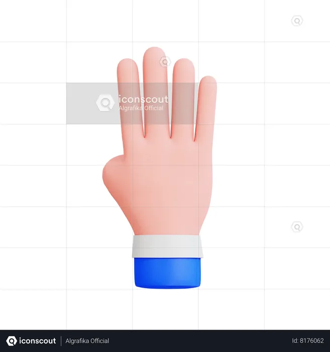 Gesto de la mano con cuatro dedos  3D Icon