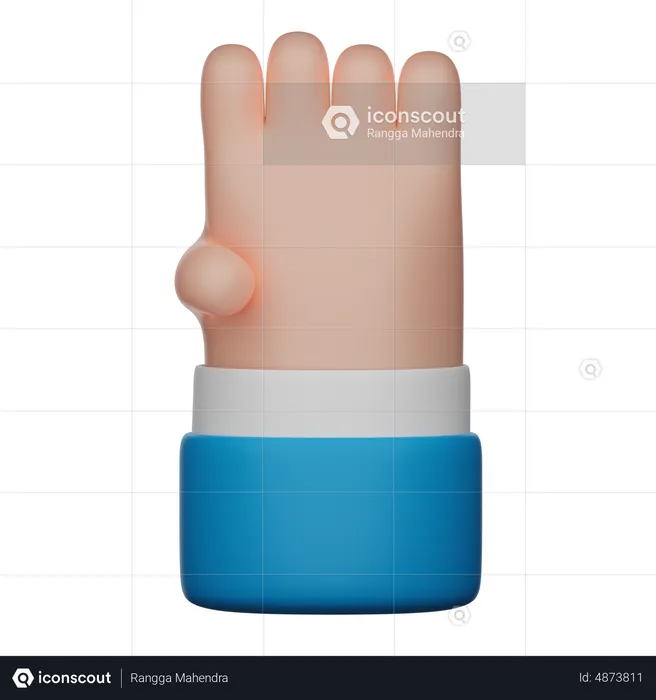 Gesto de la mano con cuatro dedos  3D Icon