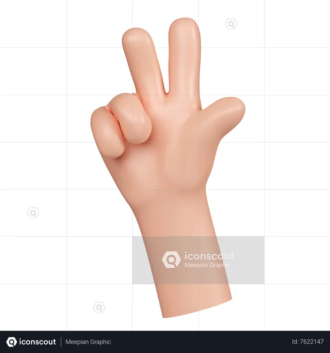 Gesto de victoria con la mano Emoji 3D Icon