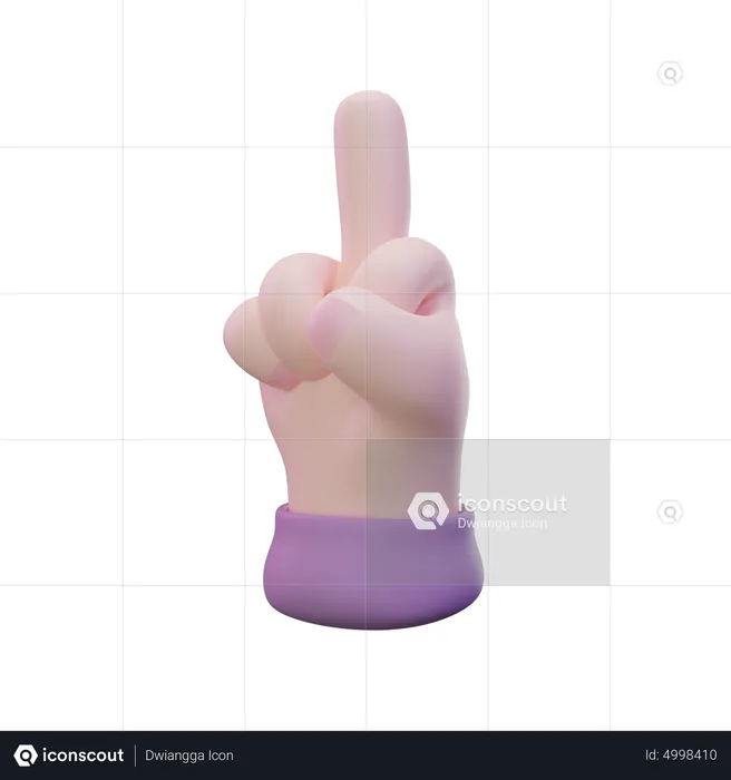 Gesto de la mano con el dedo medio  3D Icon