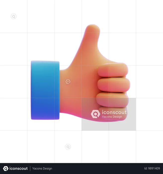 Gesto de la mano con el pulgar hacia arriba  3D Icon