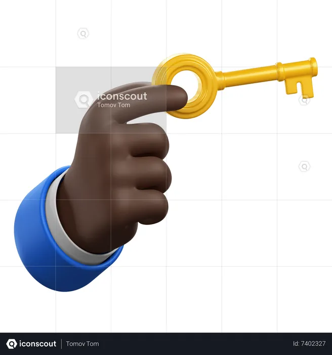 Gesto de mano con llave dorada  3D Icon