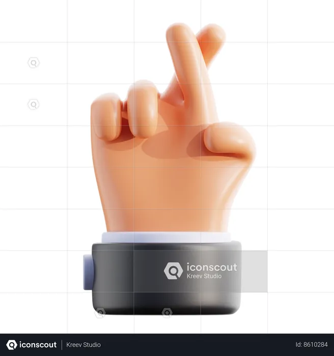 Gesto de la mano con el dedo cruzado  3D Icon