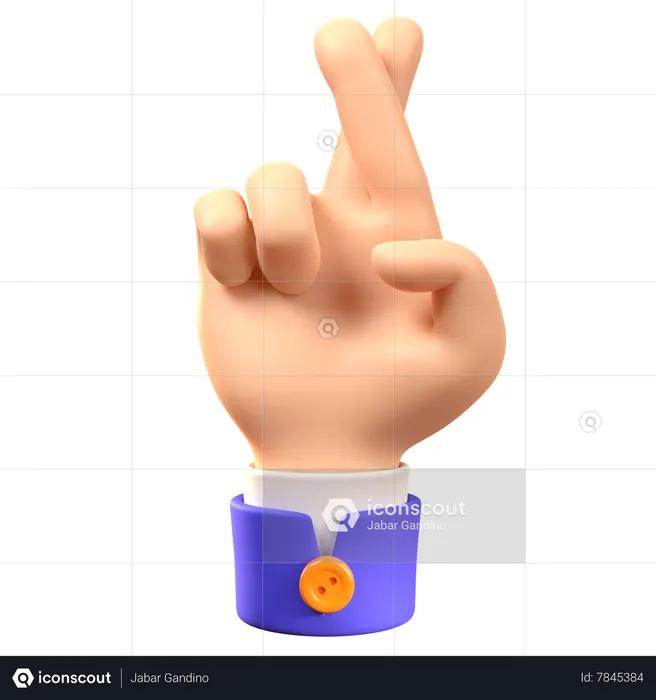 Gesto de la mano con el dedo cruzado  3D Icon