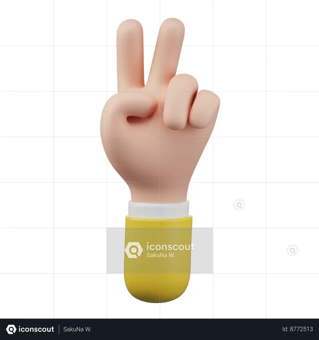 Gesto de paz con la mano  3D Icon