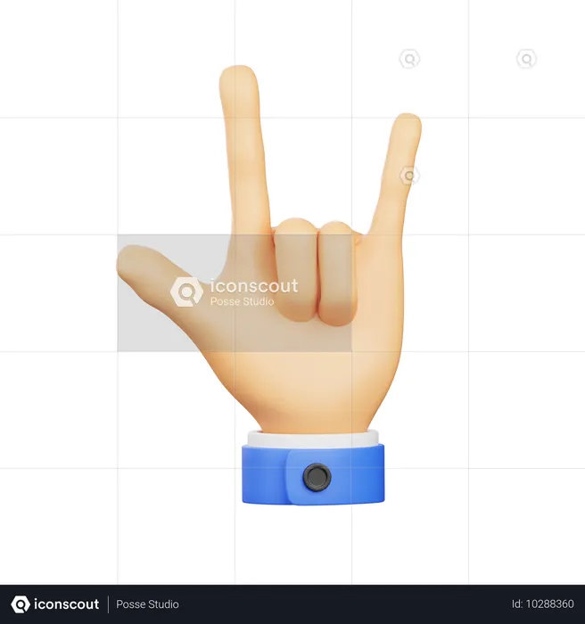 Gesto de la mano de roca  3D Icon