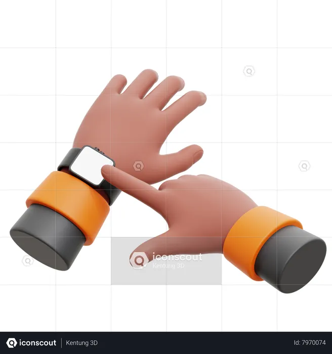 Mirando el gesto de la mano del reloj Emoji 3D Icon