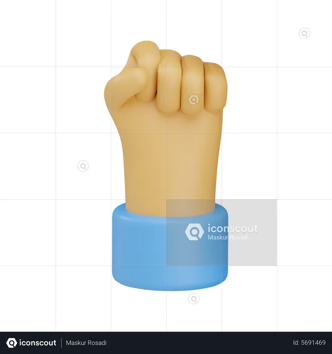 Gesto solidario de la mano del puño  3D Icon