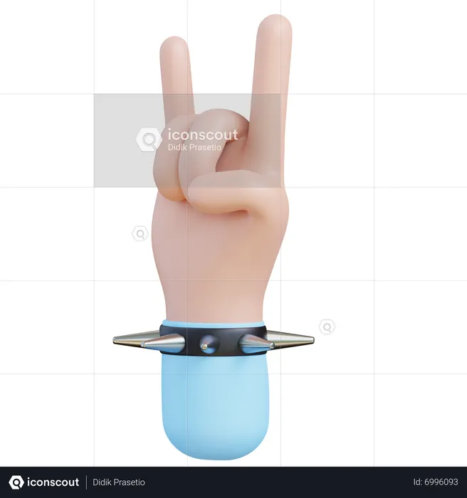 Gesto de la mano de roca  3D Icon