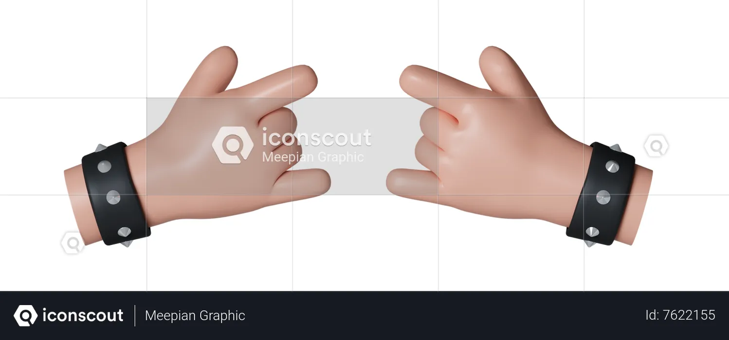 Gesto de la mano de roca Emoji 3D Icon