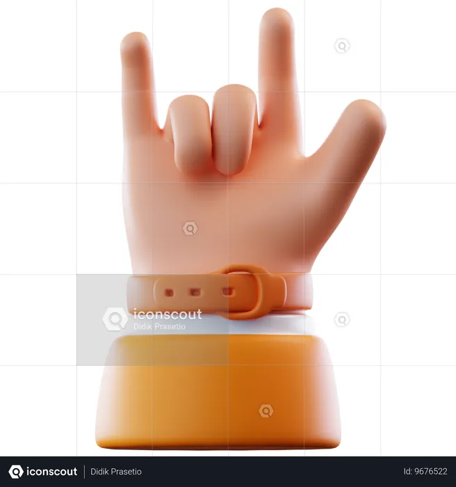 Gesto de la mano de roca  3D Icon