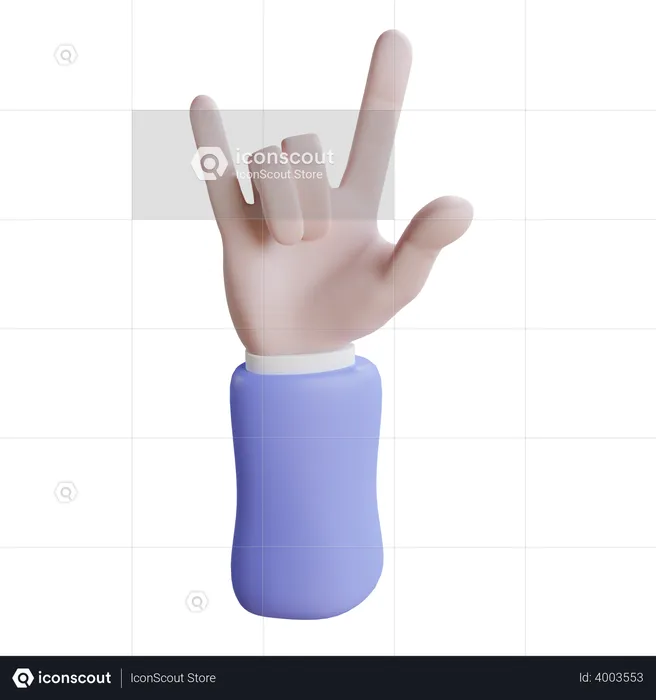 Gesto de la mano de roca  3D Icon