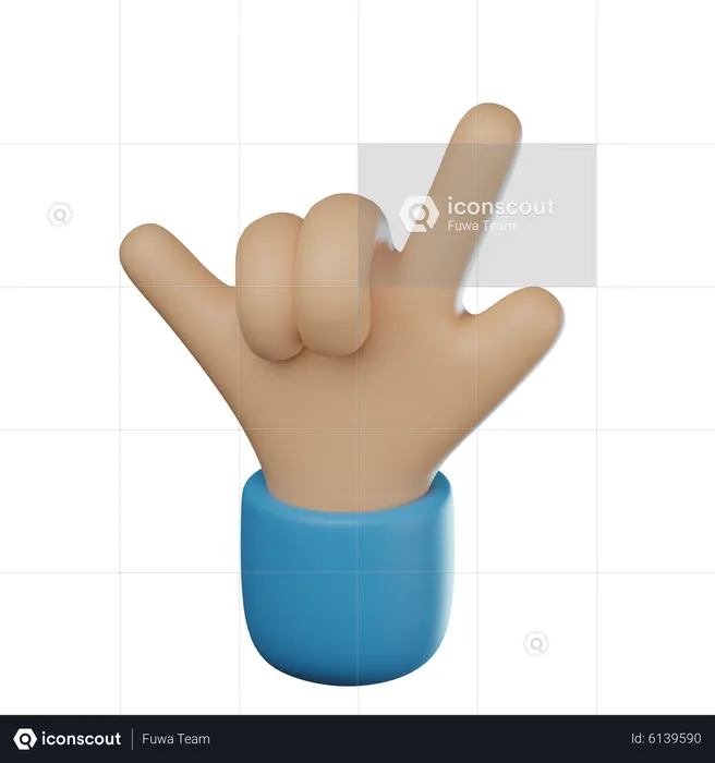 Gesto de la mano de roca  3D Icon