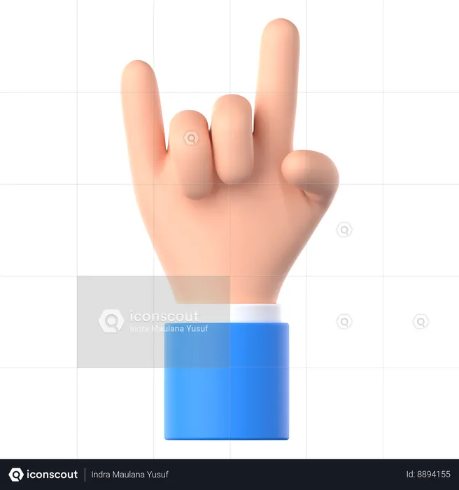 Gesto de la mano de rock n roll  3D Icon