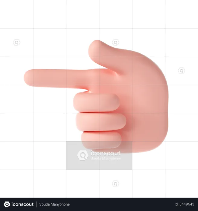 Gesto de mão com o dedo na direção esquerda  3D Illustration