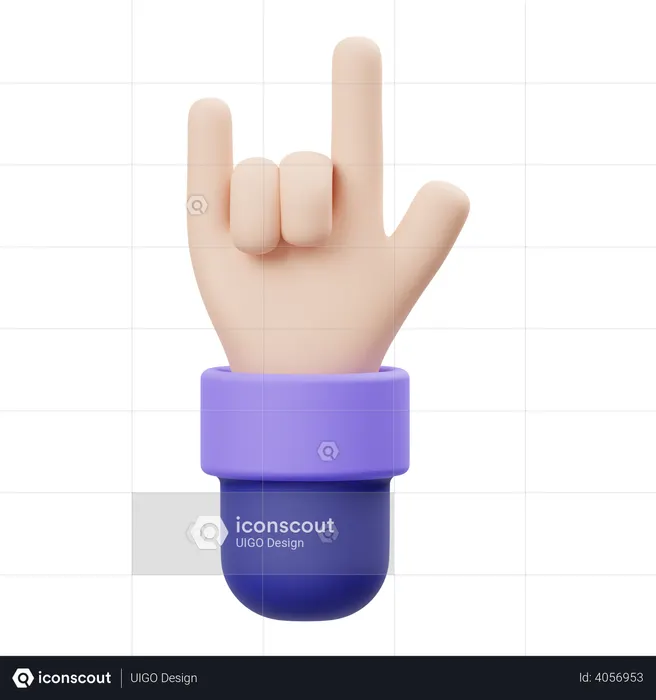 Gesto de mão metálica  3D Icon