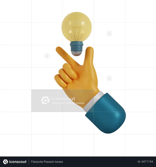Lâmpada segurando gesto com a mão  3D Illustration