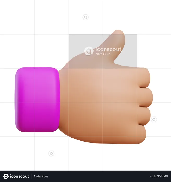 Gesto de la mano con el pulgar hacia arriba  3D Icon