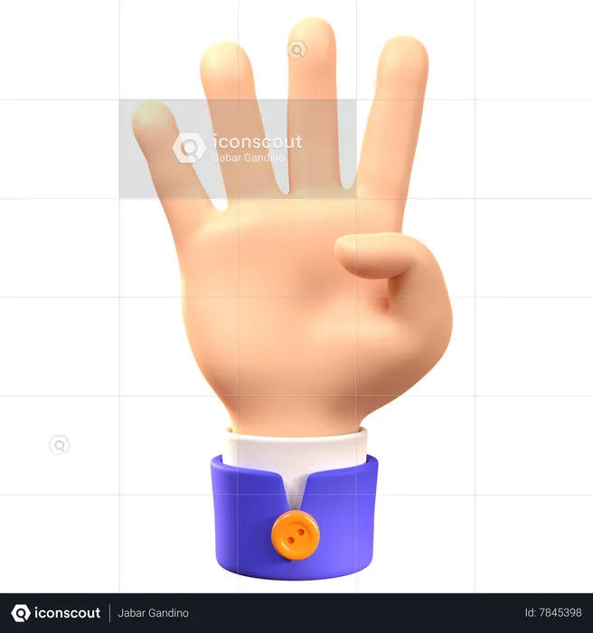 Gesto de quatro mãos  3D Icon