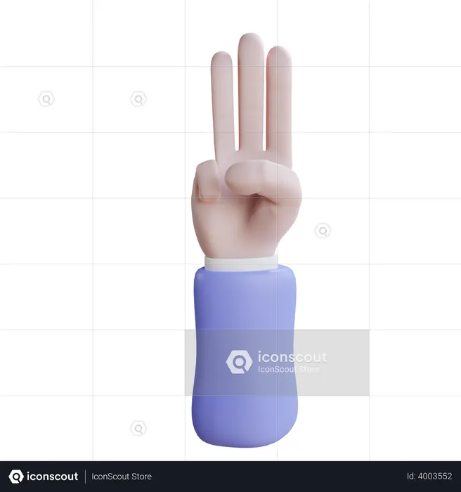 Gesto de três dedos  3D Icon