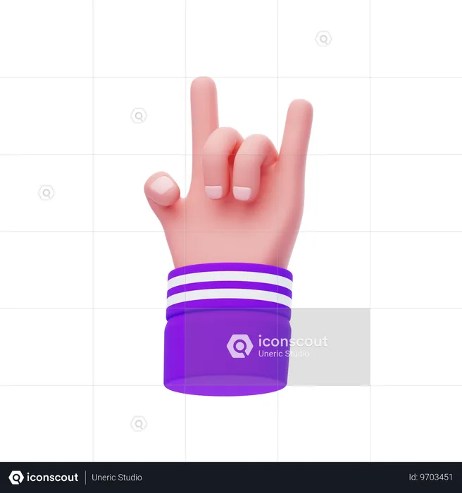 Gesto della mano con le corna  3D Icon